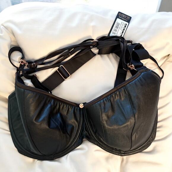 scantilly Other - Scantilly logo Harnessed Padded Half Cup Bra Black DD-HH